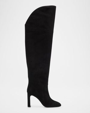 Stuart Weitzman Babette Tubo Suede Over-The-Knee Boots - Black