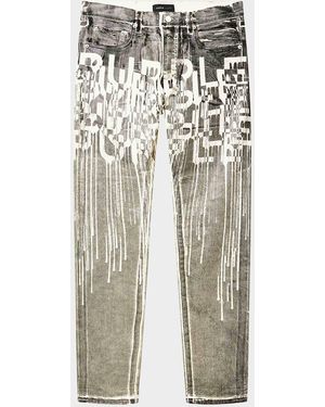 Purple Reverse Foil Logo Skinny Jeans - White