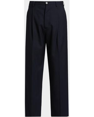 Marni Apos;S Tropical Wool Cropped Pleated Pants - Blue