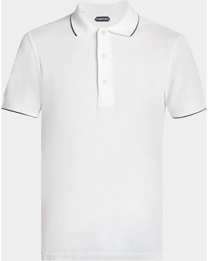 Tom Ford Apos;S Contrast-Trim Short-Sleeve Polo Shirt - White