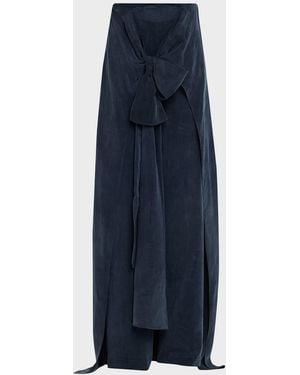 Silvia Tcherassi Nuria Front-Tie Wide-Leg Pants - Blue