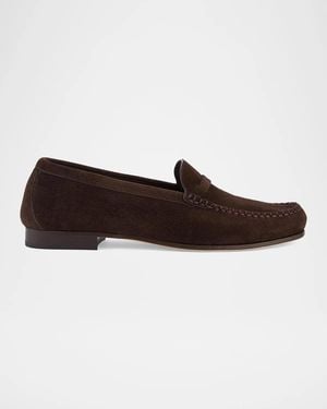 Malone Souliers Knightsbridge Suede Penny Loafers - Brown