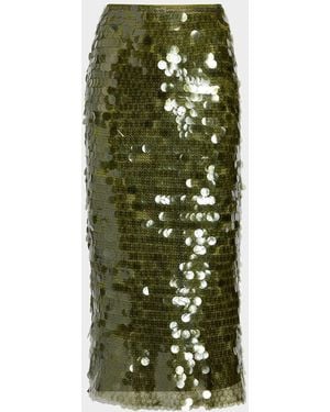 Cinq À Sept Calista Sequined Pencil Skirt - Green