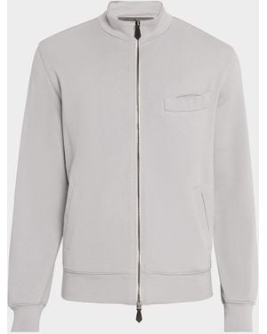 Isaia Full-Zip Knit Track Jacket - White