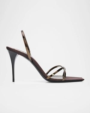 Saint Laurent 90Mm Reflex Metallic Leather Sandals