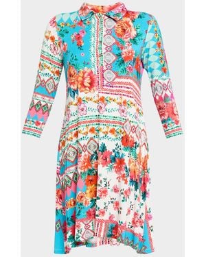 Johnny Was The Janie Floral-Print Favorite Polo Swing Dress - Blue