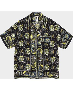 vowels Apos;S Silk Scarf-Pattern Short-Sleeve Shirt - Green