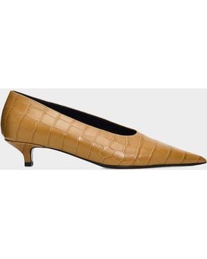 TOTEME 35Mm Sharp Croc-Embossed Leather Pumps - Natural