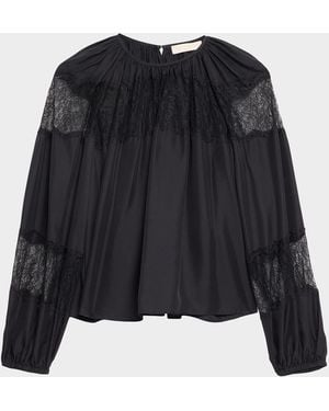 Ulla Johnson Bess Silk Long-Sleeve Blouse - Black