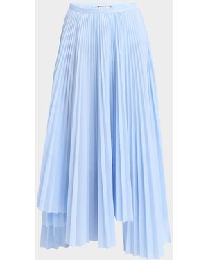 Plan C Long Asymmetric Pleated Skirt - Blue