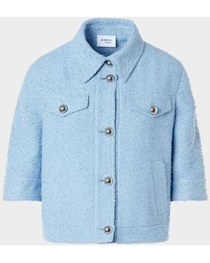 Akris Punto Summer Boucle Short-Sleeve Jean Jacket - Blue
