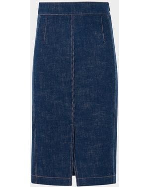 Akris Punto Pencil Winter Denim Midi Skirt - Blue
