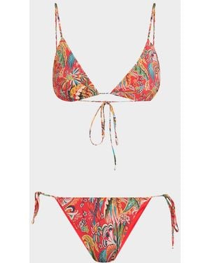 Etro Paisley Triangle Two-Piece Swimsuit - Red