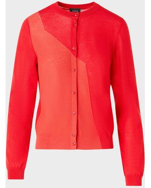 Akris Crewneck Silk-Blend Cardigan - Red