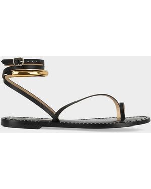 Amanu 17 The Kalahari Leather Ankle-Wrap Sandals - Metallic