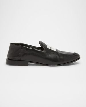 Givenchy Logo Label Leather Loafers - Black