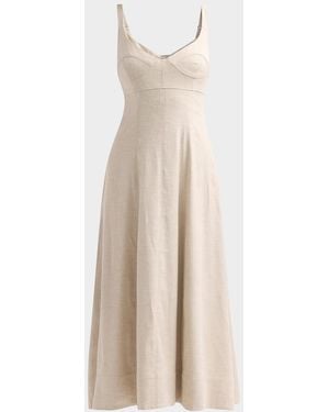 Toccin Arya Linen-Blend A-Line Midi Dress - White