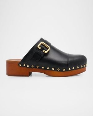 Chloé Jeannette Calf Leather Buckle Clogs - Brown
