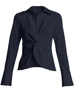 Cinq À Sept Mckenna Long-sleeve Collared Top - Blue