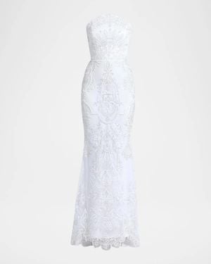 Zhivago Ithaca Lace Strapless Gown - White