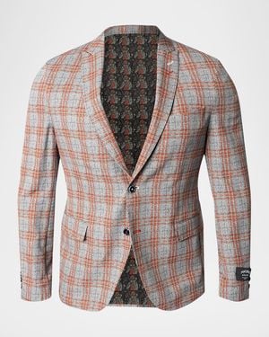 Maceoo Apos;S Descartes Spanish Plaid Unconstructed Blazer - Brown