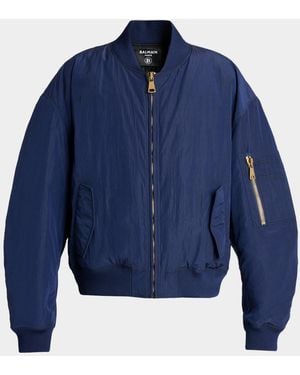 Balmain Apos;S Vintage Embroidered Bomber Jacket - Blue