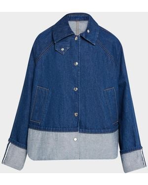 Brandon Maxwell Wells Trapeze Denim Jacket - Blue