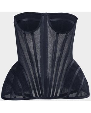 Carolina Herrera Strapless Exaggerated Peplum Bustier Top - Blue