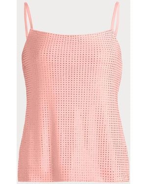 Area Crystal Hotfix Mesh Backless Tank Top - Yellow