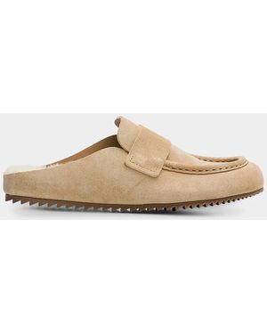 Pedro Garcia Bilma Shearling-Lined Suede Mules - White