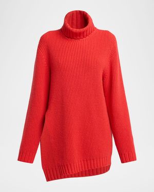 Giorgio Armani Ribbed Cashmere Turtleneck Sweater - Red