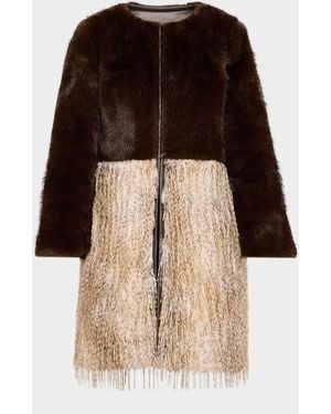 Ramy Brook Beverly Colorblocked Faux-Fur Jacket - Brown