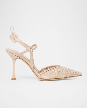 Fendi 95Mm Tulle Slingback Pumps - Natural