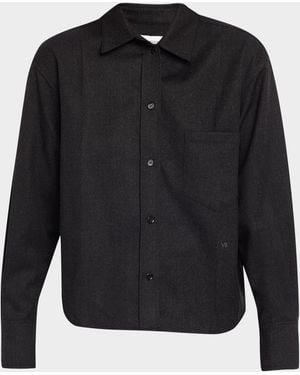 Victoria Beckham Ellys Wool Twill Button-Down Shirt - Black