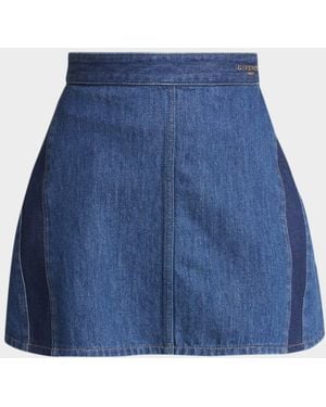 Givenchy Stripe Denim Mini Cocoon Skirt - Blue