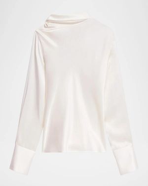 Helmut Lang Scarf Silk Top - White