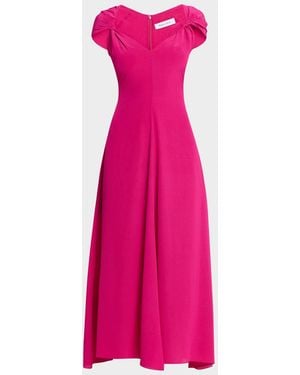 Prabal Gurung Twisted Cap-Sleeve A-Line Midi Dress - Pink