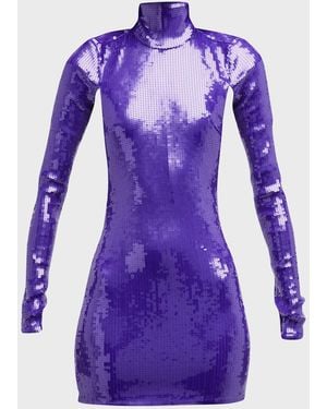 LAQUAN SMITH Sequin Mini Dress With Open Back - Purple