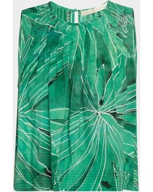 Marie Oliver Letta Pleated Tank Top - Green