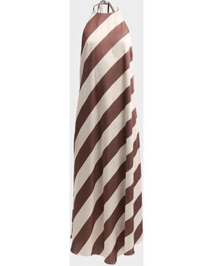 SER.O.YA Marci Striped Open-Back Midi Dress - Natural