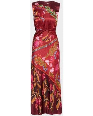 Saloni Gwen Silk Midi Dress - Red