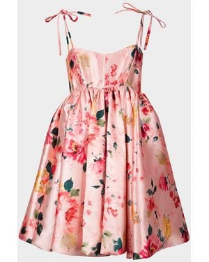 Marques & apos;Almeida Floral Mikado Babydoll Dress With Pockets - Red