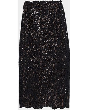Toccin Marielle Sequined Floral Lace Maxi Skirt - Black