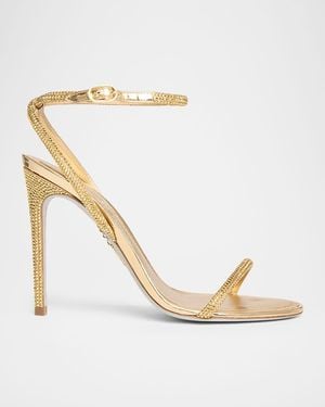 Rene Caovilla 105Mm Embellished Metallic Leather Ankle-Strap Sandals