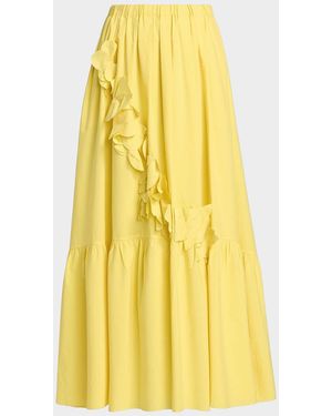 Ramy Brook Bridget Ruffled Cotton-Blend A-Line Maxi Skirt - Yellow