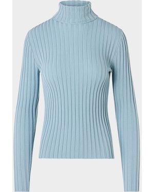 Akris Punto Wool Knit Turtleneck Sweater - Blue