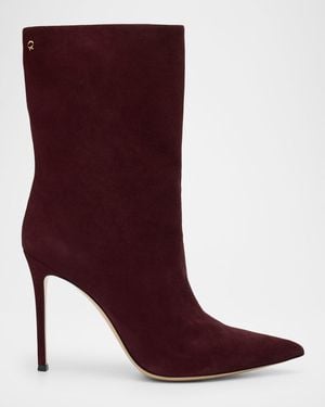 Gianvito Rossi 105Mm Suede Pointed-Toe Booties - Red