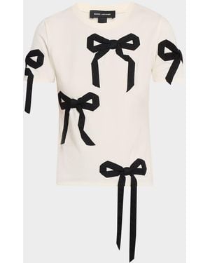 Marc Jacobs Bow Short-Sleeve Shrunken T-Shirt - Natural