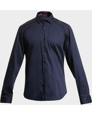 Jared Lang Apos;S Contrast-Reverse Sport Shirt - Blue
