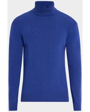 Saint Laurent Cashmere And Wool Slim Turtleneck Sweater - Blue